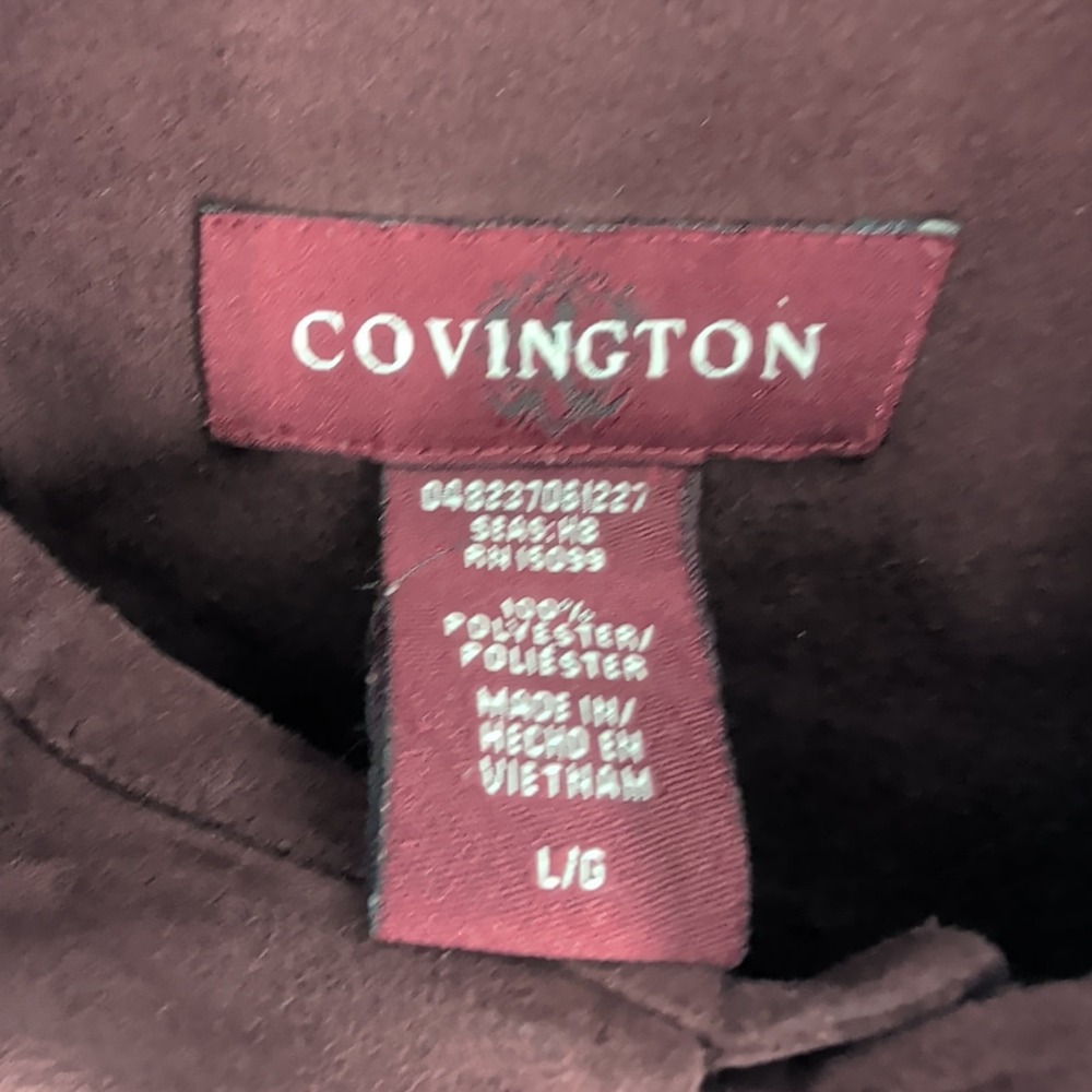 Covington Long Sleeve Western Collared Classic Button-Up Shirt Burgundy Size L - Picture 6 of 9
